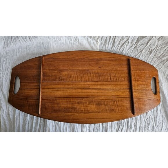 Vintage Staved Teak Surfboard Wood Danmark Tray Jens Quistgaard Made in Denmark, - Picture 4 of 10